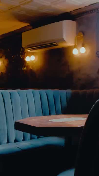 The banquette and the back bar